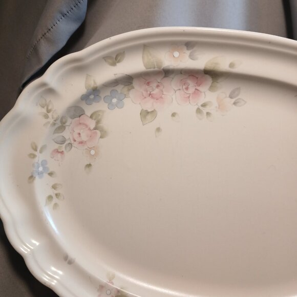 Pfaltzgraff Tea Rose Platter 12 3/4" x 8 3/4" Vintage Stoneware Floral - Picture 2 of 9